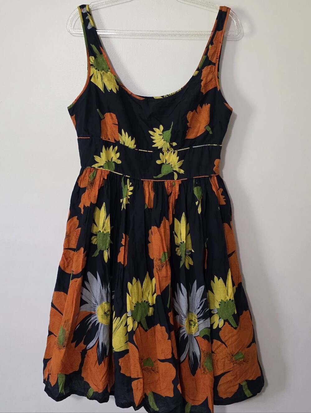 Anthropologie Aryeh Floral Cotton Dress Dark Romanticism Botanical Vibrant Large